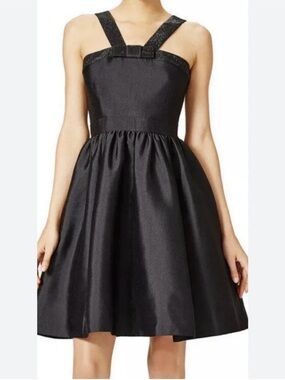 kate spade Black Bow Strap Fit-and-Flare Mini Dress